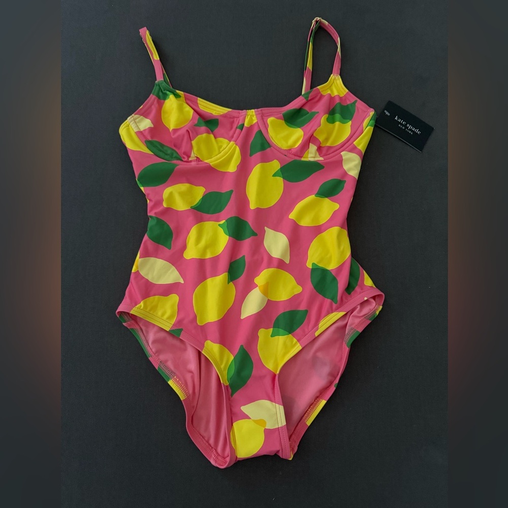 Kate Spade New York Sea Star Pink Lemon One Piece Swim Bathing Suit Size Small - Picture 10 of 12